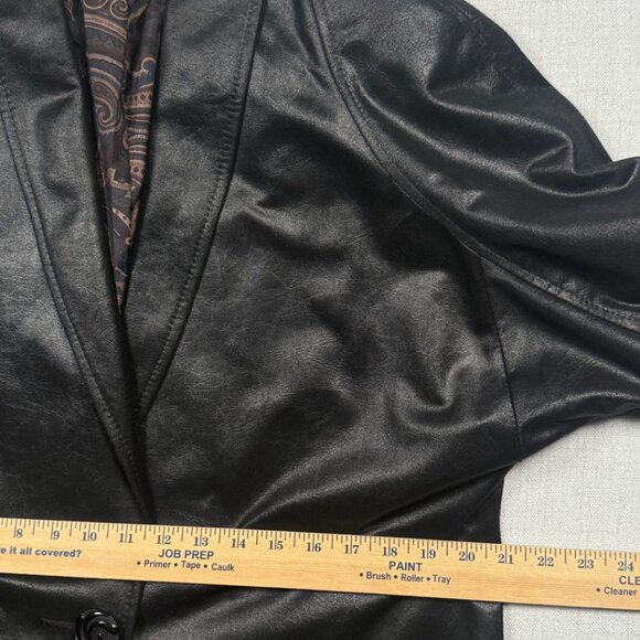 Vintage Russell Scott Liquid Faux Leather Blazer Black Jacket Size M/L - Picture 11 of 16